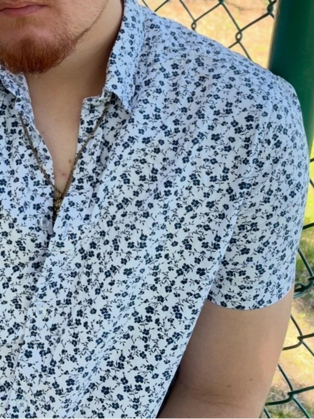 DENIM & FLOWER Men RICKY SINGH Floral Short Sleeve Button-Up Shirt BLUE DAISY - Picture 6 of 16